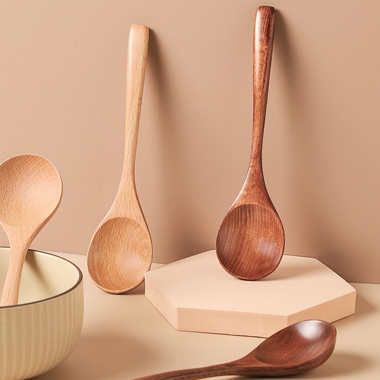 网红干饭勺盛汤日式拉面勺大号木勺子长柄实木质调羹