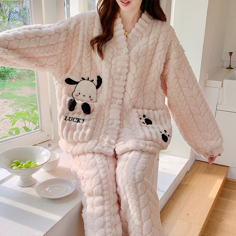 冬天珊瑚绒月子服产后哺乳孕妇睡衣冬款加厚加绒秋冬季产妇可外穿