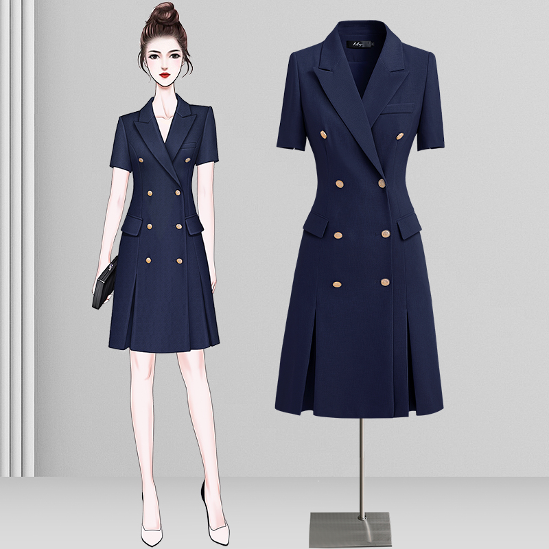 高级感西装连衣裙女夏2025新款米白色职场时尚正式场合职业西装裙