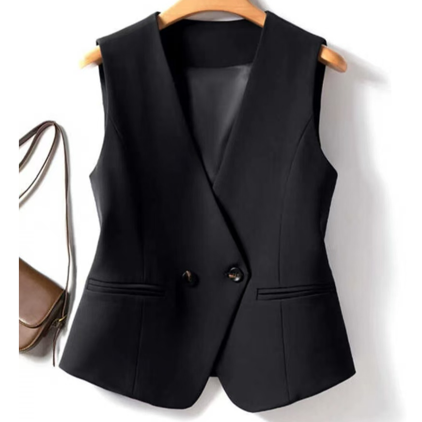 黑色西装马甲女坎肩2025春装新款时尚休闲宽松洋气马夹背心大码