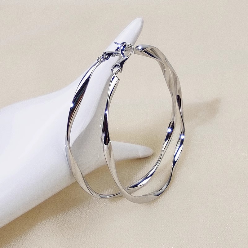 合金耳饰 925银针圈圈大耳环女韩国气质简约耳圈高级素款夸张耳坠