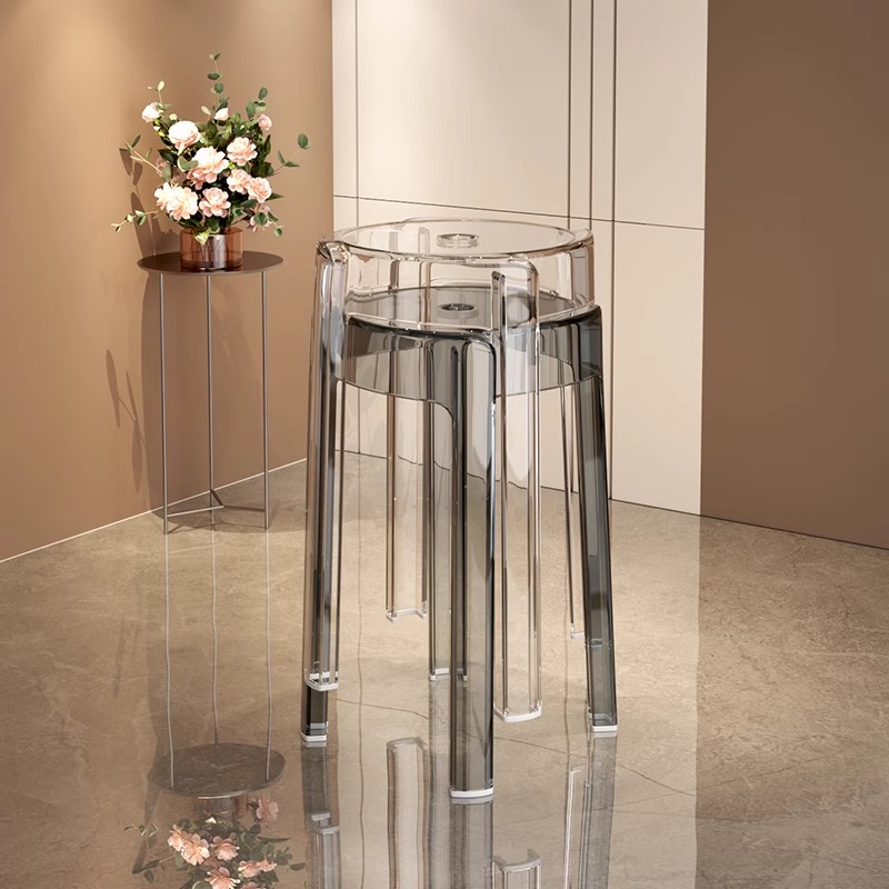 塑料凳子亚克力透明可叠放家用备用高凳子高级感无靠背椅子风车凳