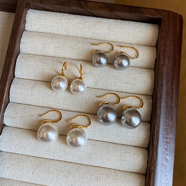 合金耳饰 真多麻灰色耳钉女2024新款爆款高级感高跟鞋耳环耳坠