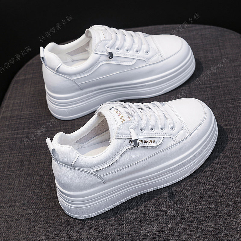 【内增高】2025秋季新款厚底内增高小白鞋一脚套隐形增高小个子百搭