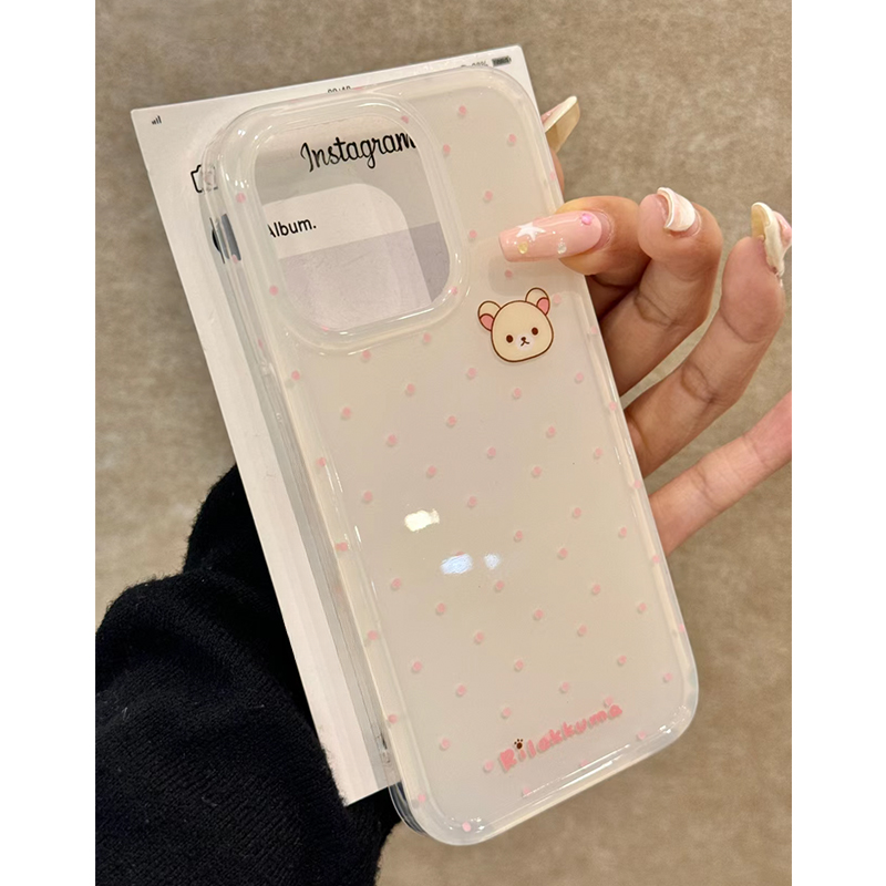 趣味壳ins波点轻松熊适用iPhone16苹果13promax手机壳15/14软11女