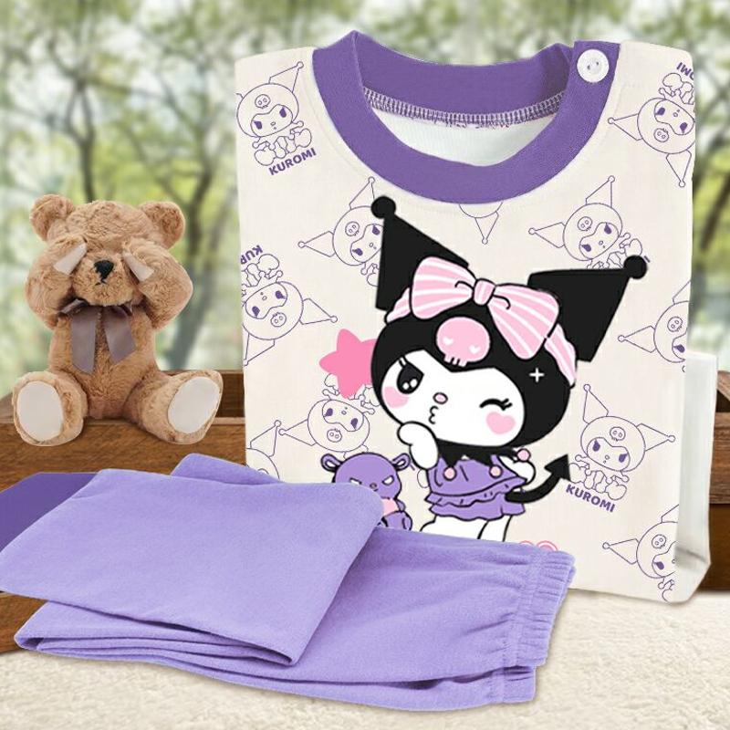 女童秋衣秋裤套装儿童纯棉内衣库洛米100%全棉小女孩宝宝线衣线裤