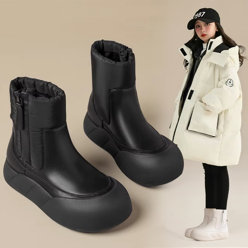 女童雪地靴2025冬季新款儿童加绒棉靴中大童大棉鞋小女孩鞋子短靴