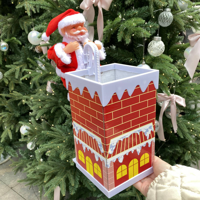 创意电动爬烟囱圣诞老人 商场装饰品玩具 圣诞礼物 送女朋友