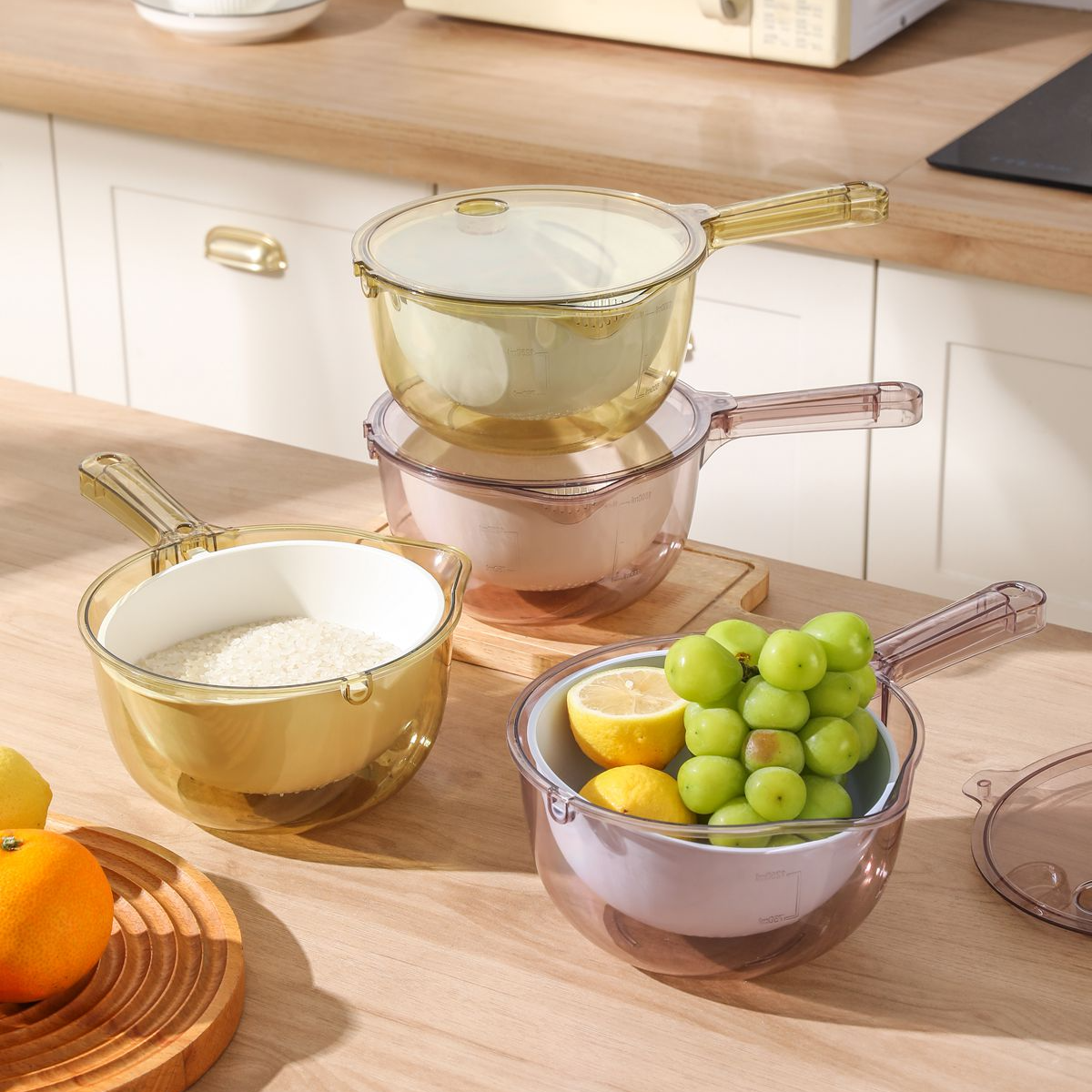 【哈乐熊】双层多功能淘米沥水篮洗菜盆厨房蔬菜篮水果滤水篮舀水瓢