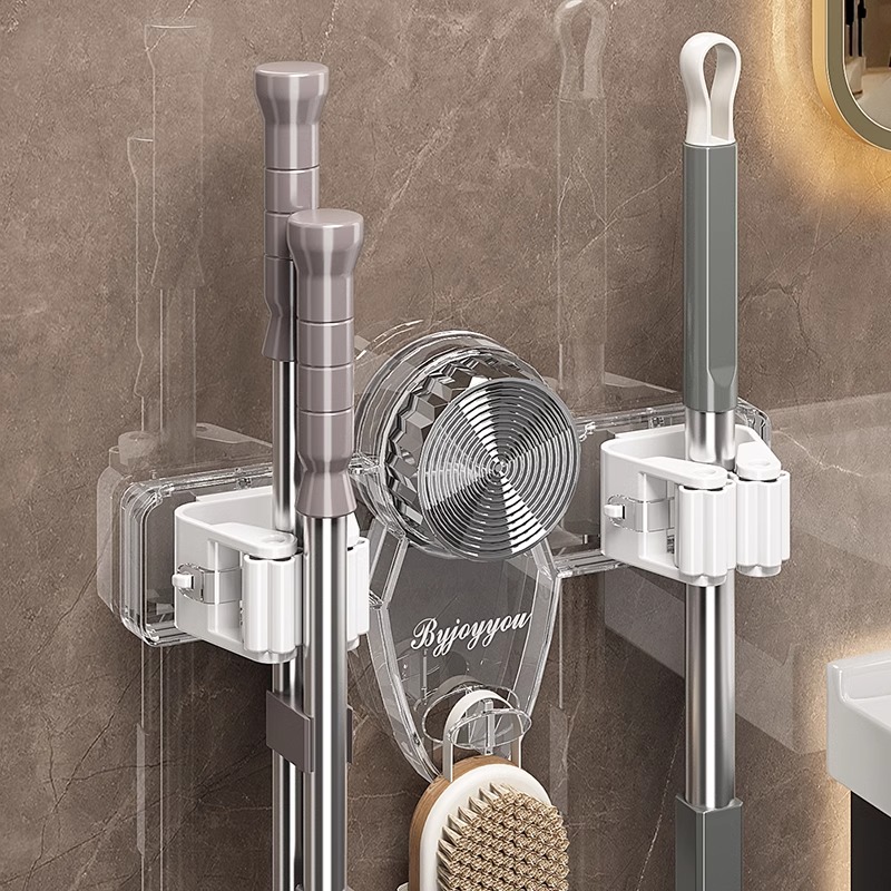 优勤吸盘拖把壁挂夹免打孔浴室门后墙上扫把厨房置物架