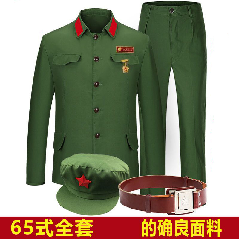 的确良六五式军绿色套装老式涤卡服装1比1后期制作演出聚会服装