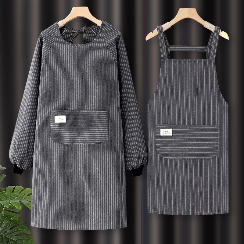 2025新款网红纯棉长袖围裙韩版女家用厨房餐饮专厨房专用长袖围裙