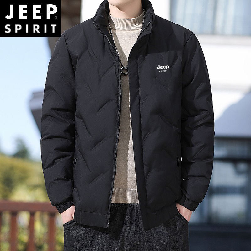 JEEP吉普白鸭绒羽绒服保暖外套男士商务立领新款冬季加厚轻薄夹克