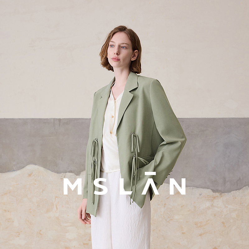 MSLAN【商场同款】夏季新款宽松气质时尚休闲系带长袖西装 MFBE2505