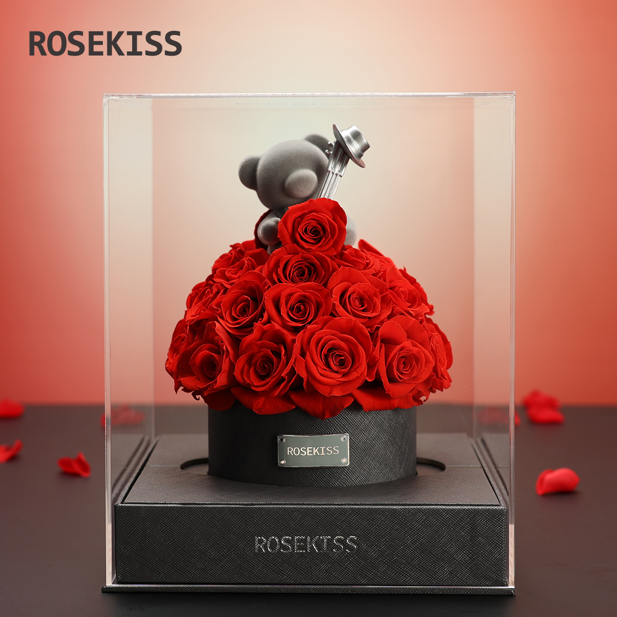 ROSEKISS永生花玫瑰抱抱桶花束结婚520情人节礼物送女友生日礼品
