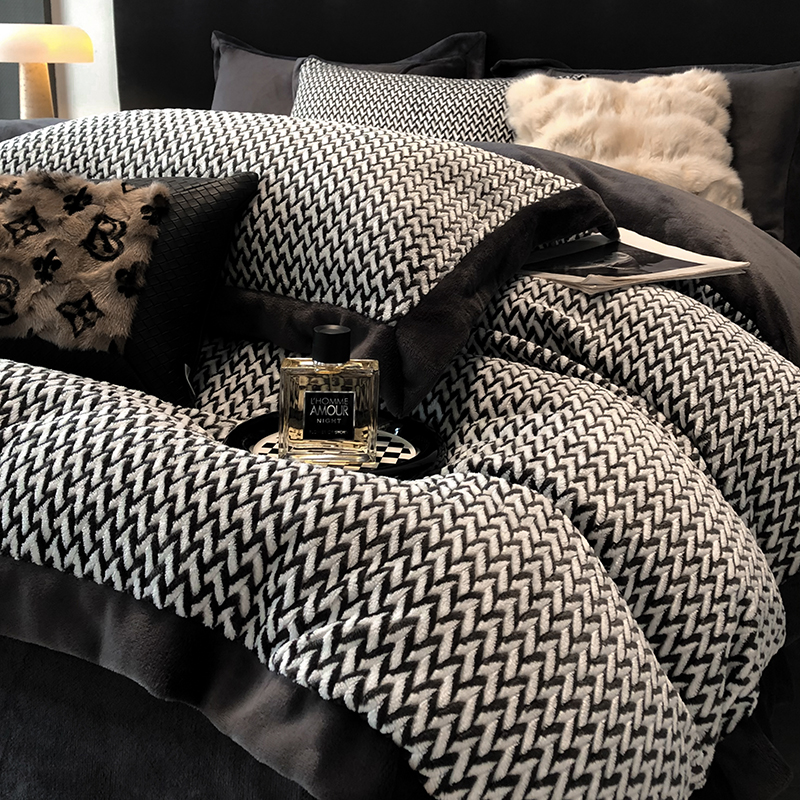 高端轻奢牛奶绒四件套加厚双面绒冬季珊瑚绒床单床笠被罩床上用品