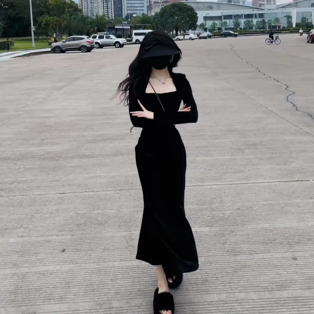 法式显瘦气质女人味连衣裙858