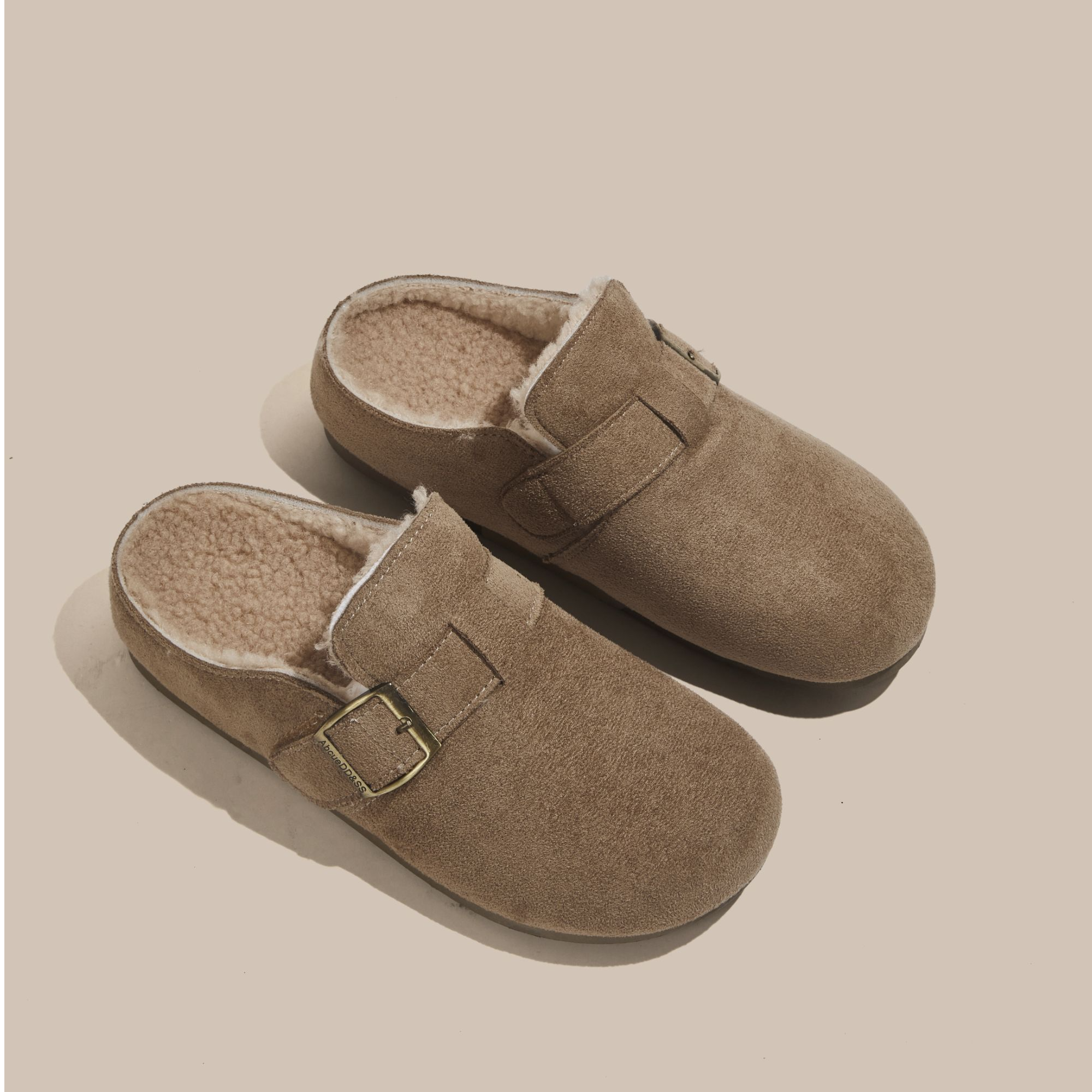 厚底加绒勃肯鞋包头半拖棉拖鞋外穿女2026新款冬季一脚蹬毛毛拖鞋