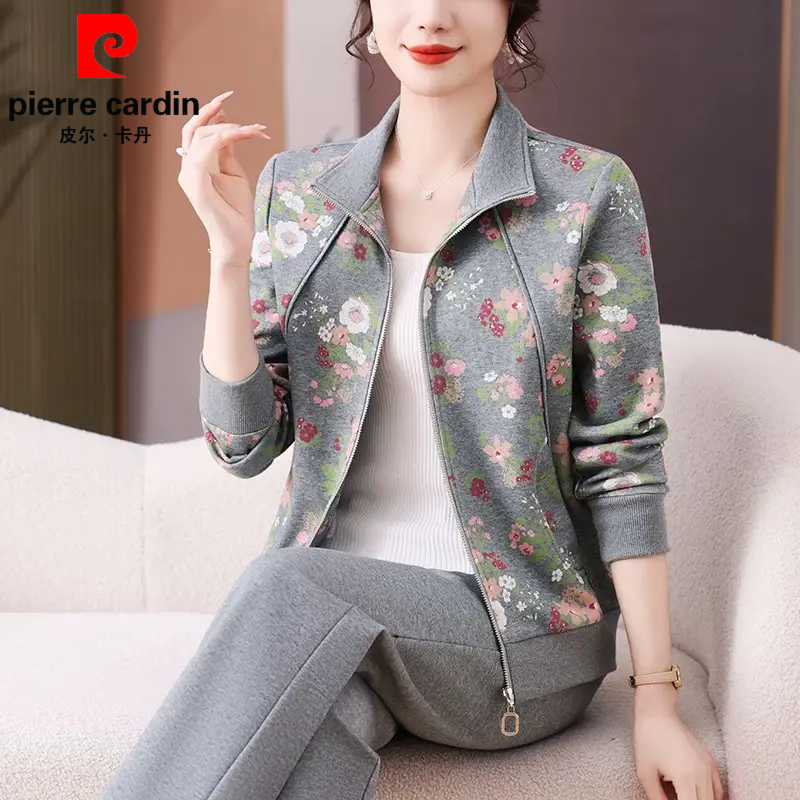 皮尔卡丹妈妈春装时尚运动服套装女2025新款洋气质外套休闲两件套