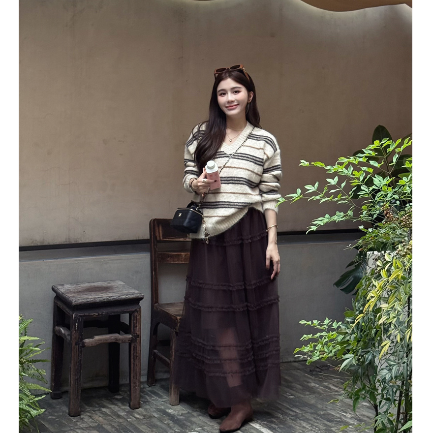 YPP!【半岛甜茶】 好看炸了 新款设计感纱裙复古法式花边半身裙