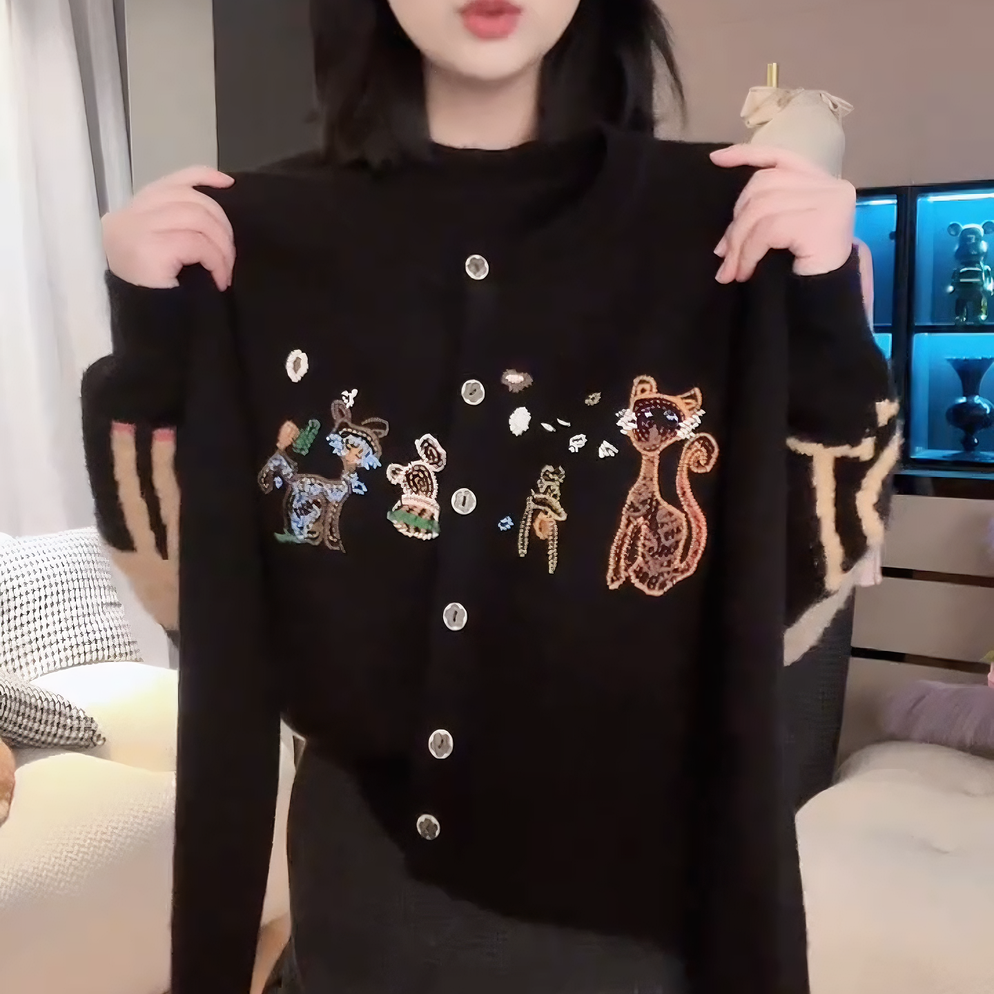 2025秋冬新款复古网红提花高级设计师长袖针织衫毛衣女LK2508471