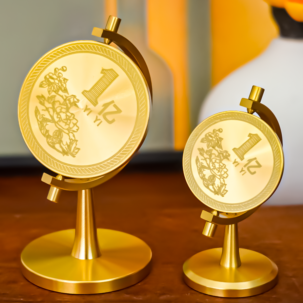 【转一亿小目标】创意黄铜摆件一个亿转转高档轻奢客厅办公桌面旋转