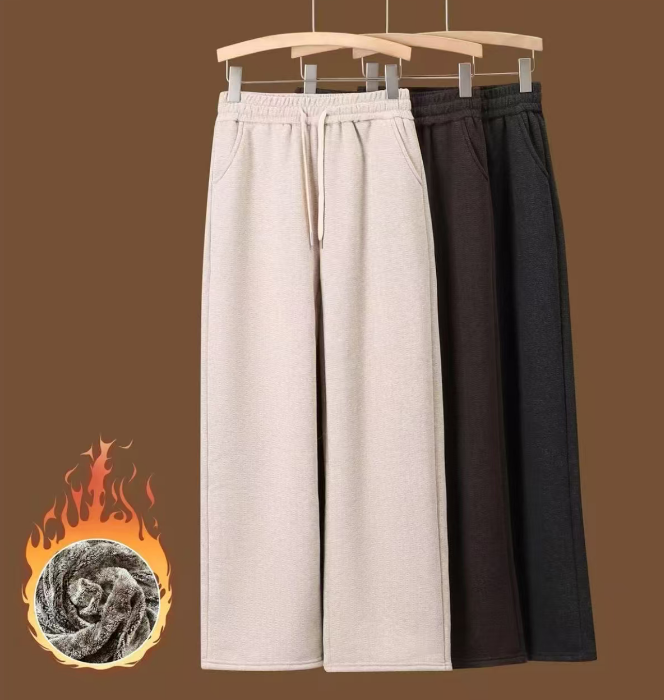 2571#正品人字纹羊绒垂感毛呢窄版直筒裤（2XL~5XL 90~160斤）