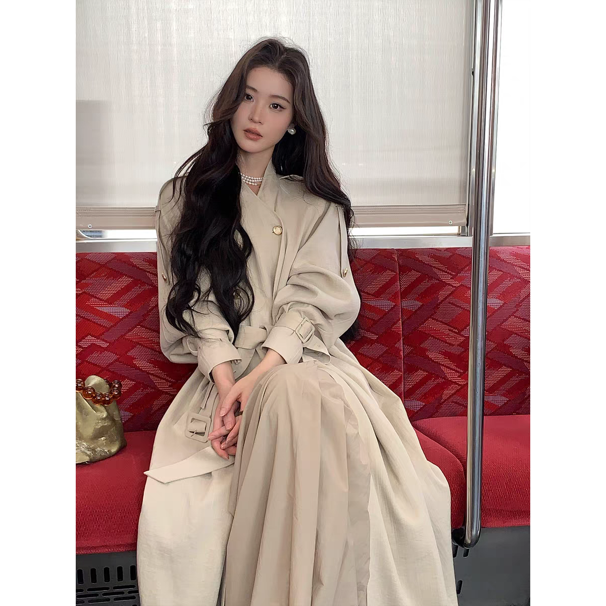 长款高个子风衣外套女2025秋季新款巨好看常规韩版韩系高级感V领