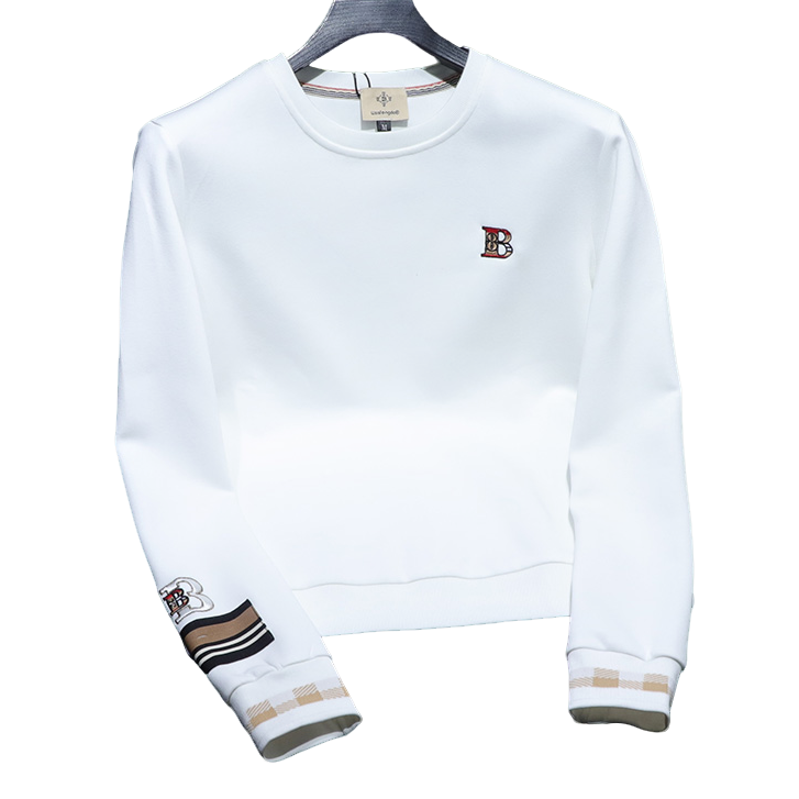 贾鲁萨加高端时尚春秋圆领长袖卫衣男士潮流刺绣袖口贴布休闲上衣