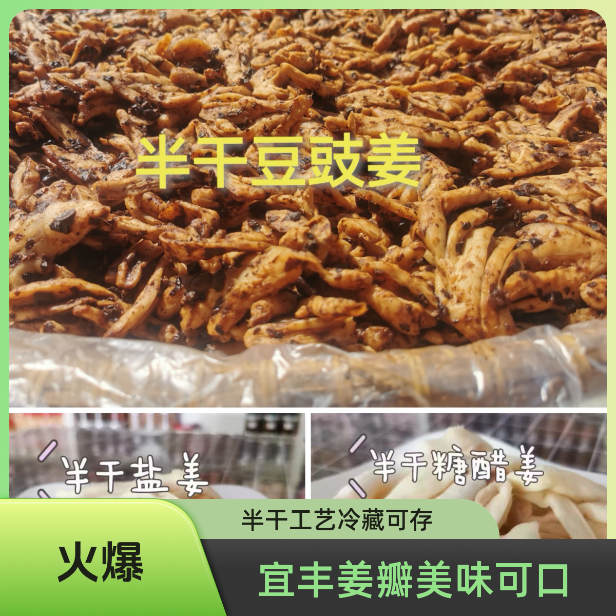 江西宜丰半干豆鼓姜，半干盐姜，半干糖醋姜小孩老人都爱吃