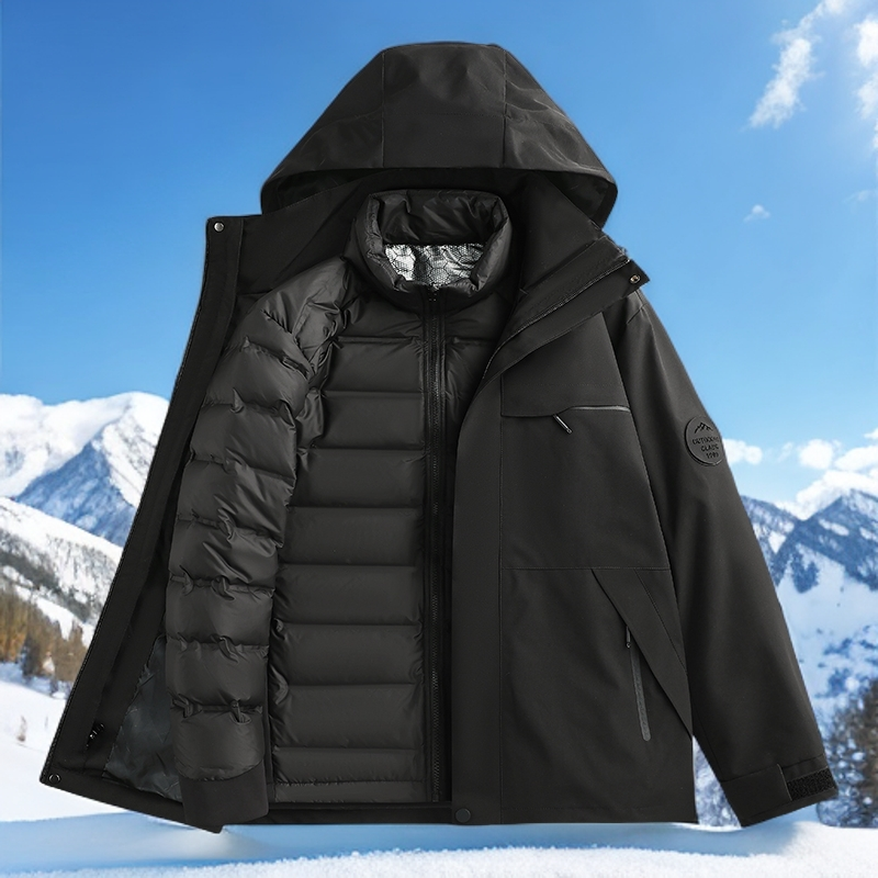 悍路者新款保暖90羽绒冲锋衣三合一可拆卸内胆防风防水大码羽绒服