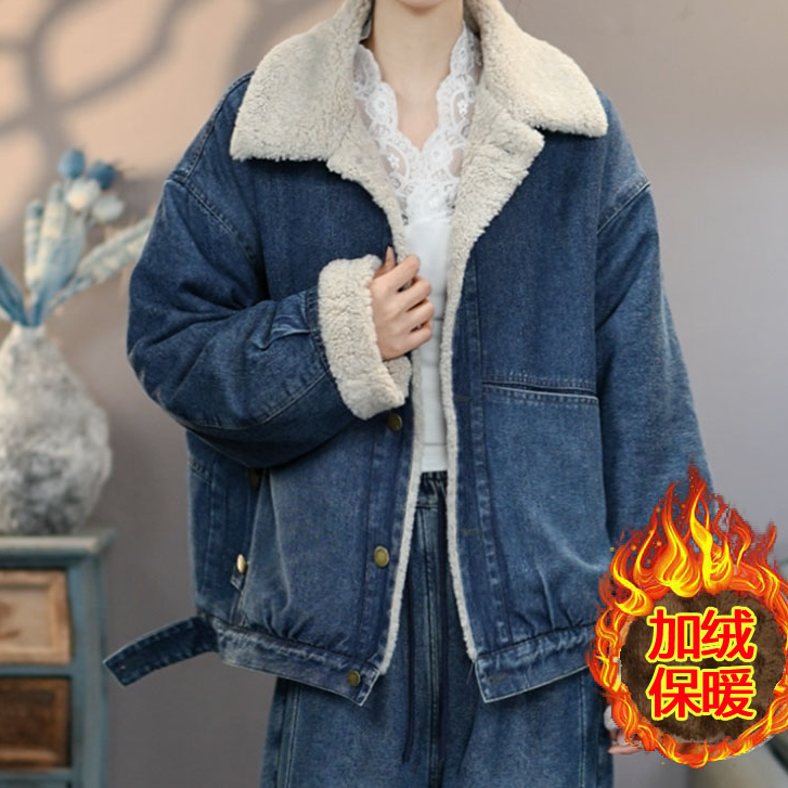 2618加绒蓝#2025冬季新款加绒加厚牛仔外套短款百搭防风保暖上衣