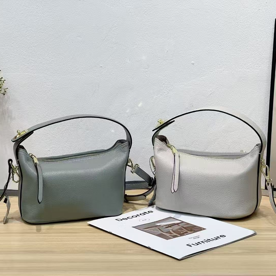 潮流拉链百搭都市简约单根斜挎包时尚轻奢真皮休闲饺子包单肩防盗