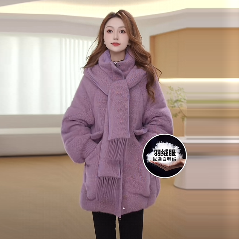 气质轻奢白鸭绒羽绒服2025冬季新款时尚减龄加绒加厚连帽保暖外套