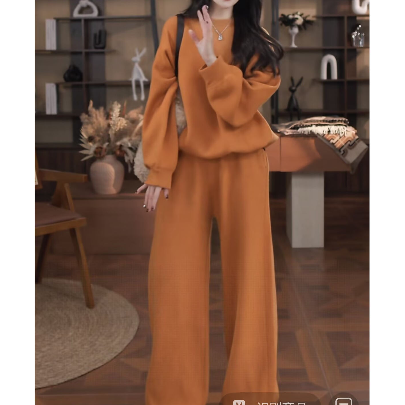 新款时尚休闲经典简约百搭上衣+中长裤设计感洋气时尚高级套装