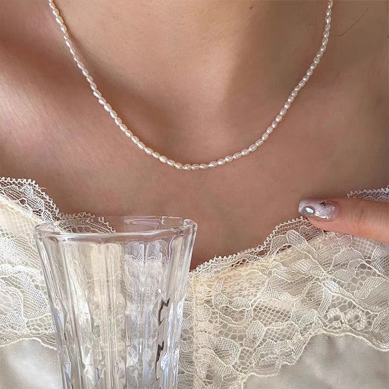 超细天然淡水珍珠项链轻奢小众精致叠戴简约气质闺蜜礼物锁骨链