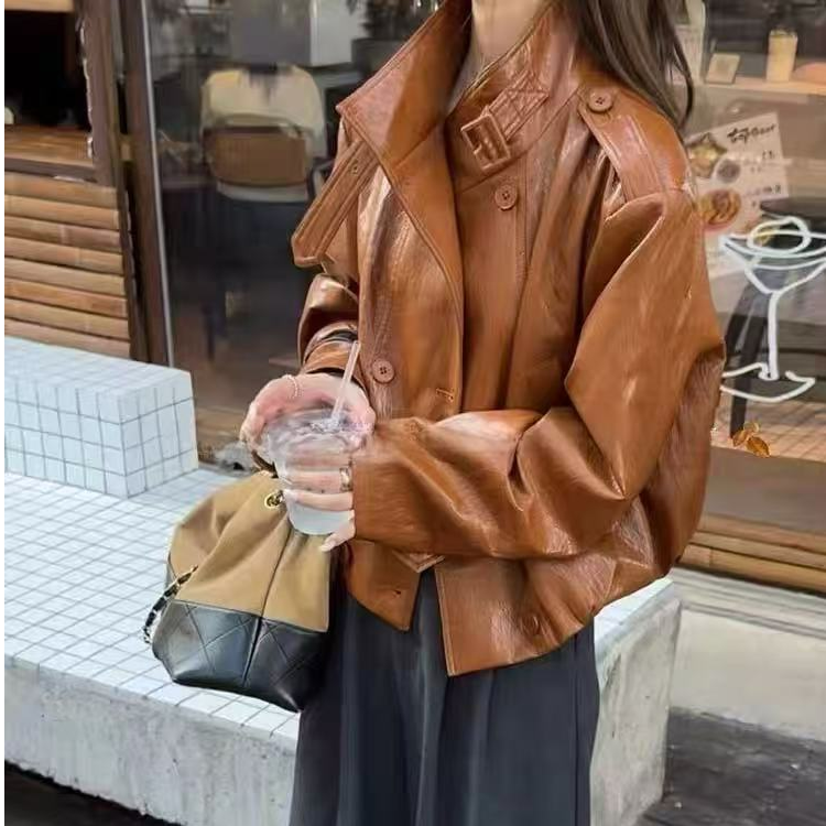 【慧美家】2025新款设计感复古甜酷休闲皮外套2285