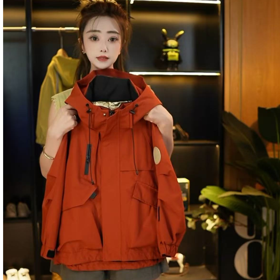 【实体品质】秋季新品男女童装亲子装冲锋衣外套连帽工装宽松韩版