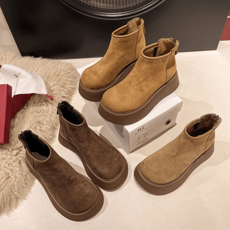 【薄绒厚款合集】2025秋冬季爆款厚底圆头复古加绒短靴百搭马丁靴女