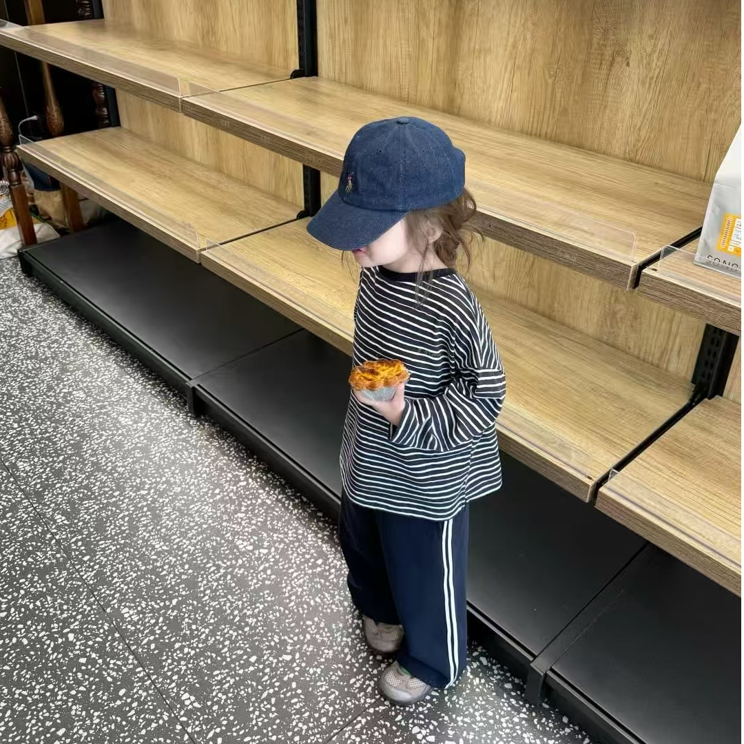 现货】壹妈韩国童装儿童新款套装潮酷秋季中性宝宝条纹长袖运动裤