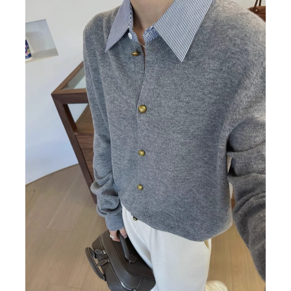 3555假两件设计感小众休闲秋季毛衣女休闲上衣