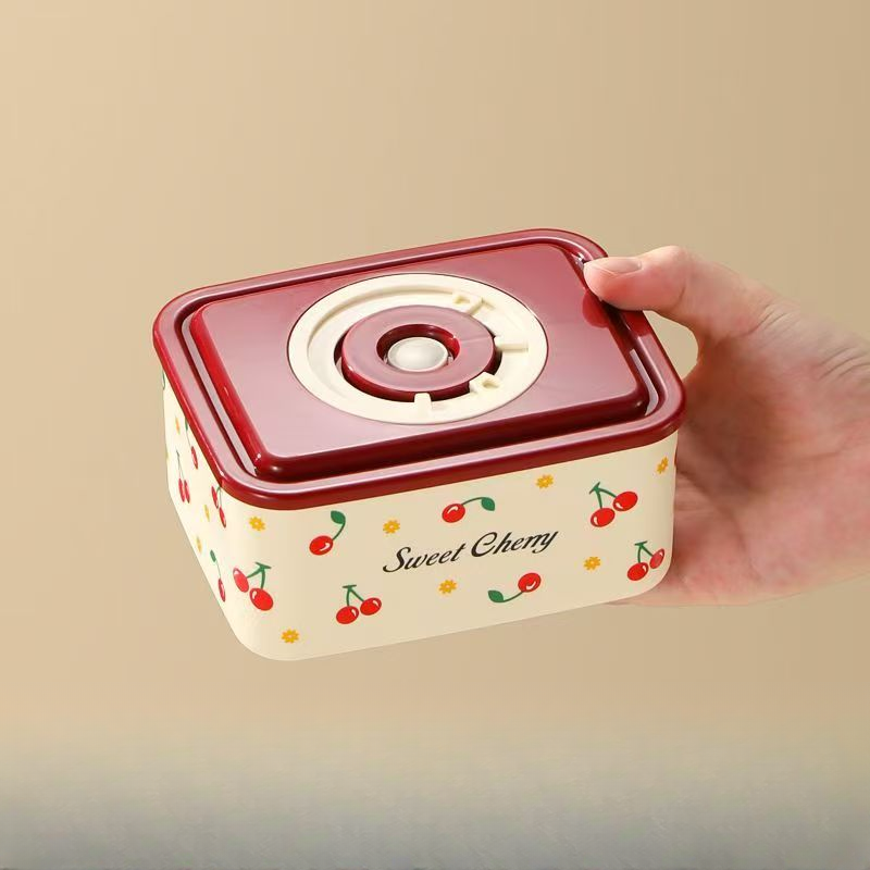 方形樱桃不锈钢保温饭盒上班族学生专用微波炉加热便当餐盒