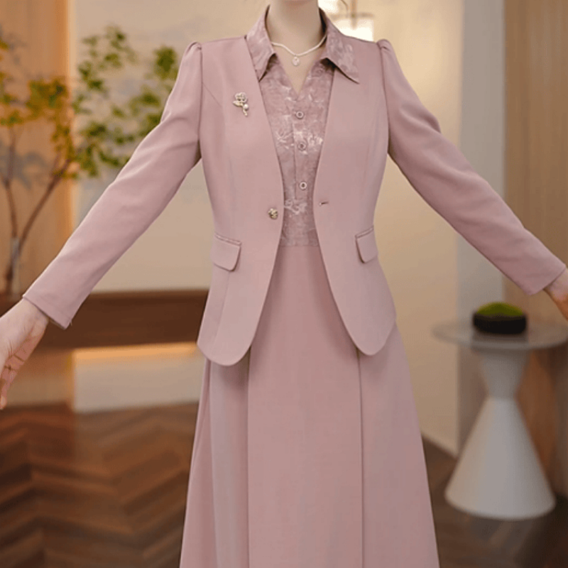 A483【外套+连衣裙】2025早秋新款时尚高端优雅气质连衣裙两件套