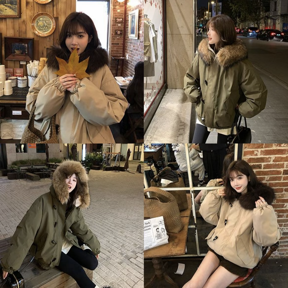 【硬核冰岛】超好看小暖炉大貉子毛领天使之翼女冬季加厚牛角扣外套