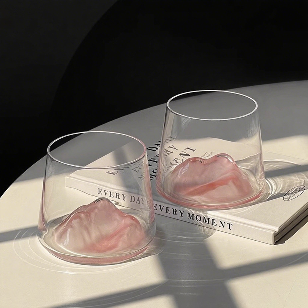 富士山观山杯水杯高颜值ins风玻璃杯简约小众高级感威士忌洋酒杯