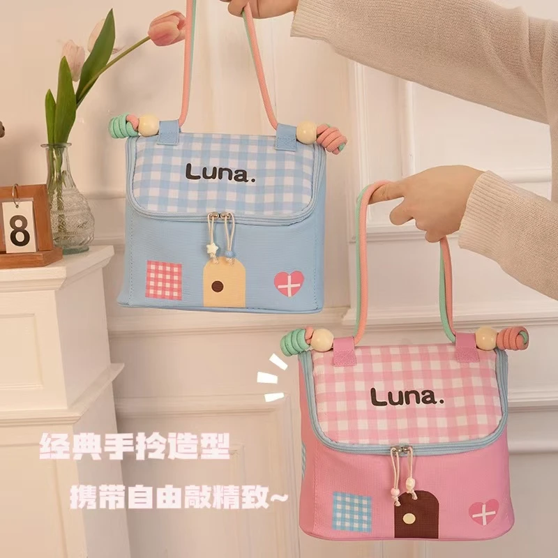 化妆包时尚百搭格子韩防水撞色多巴胺化妆包休闲夏季少女小众韩版