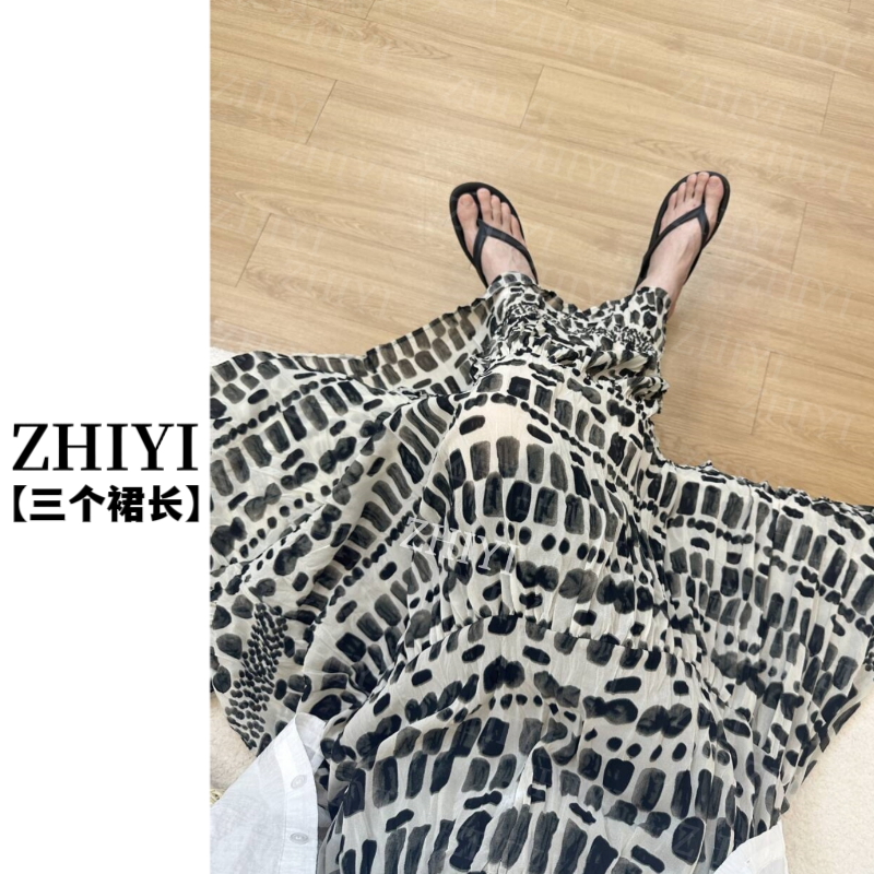 【三个裙长】复古高级感圆点高腰半身裙女2025秋季新款A字大摆长裙