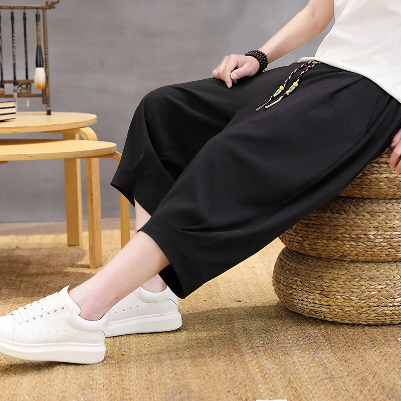 【冰丝薄款七分裤】仓石一树男士夏季复古潮牌宽松简约休闲运动中裤