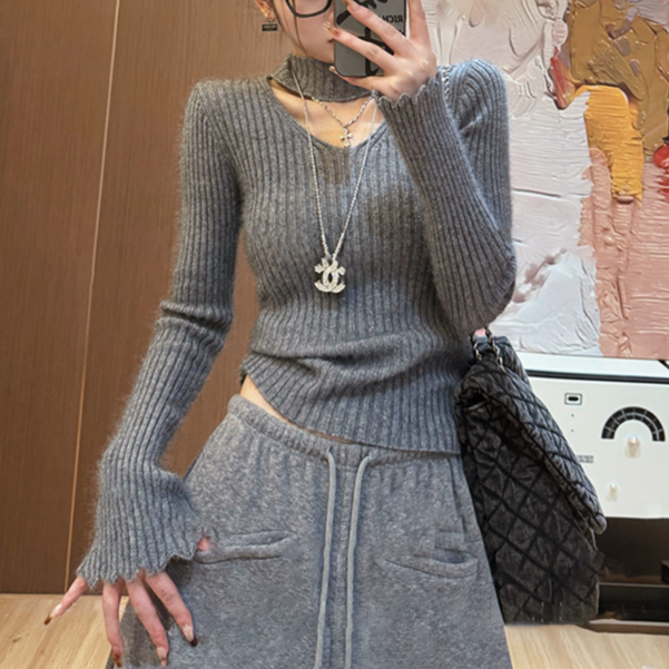 2025时尚百搭针织打底衫修身显瘦气质圆领保暖长袖毛衣上衣F8-30