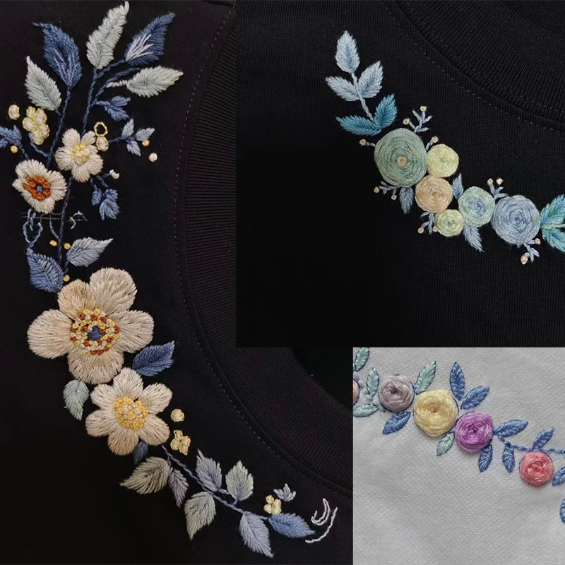 领肩花袖口花水溶贴布手工绣花样自刺绣diy材料包衣服卫衣diy